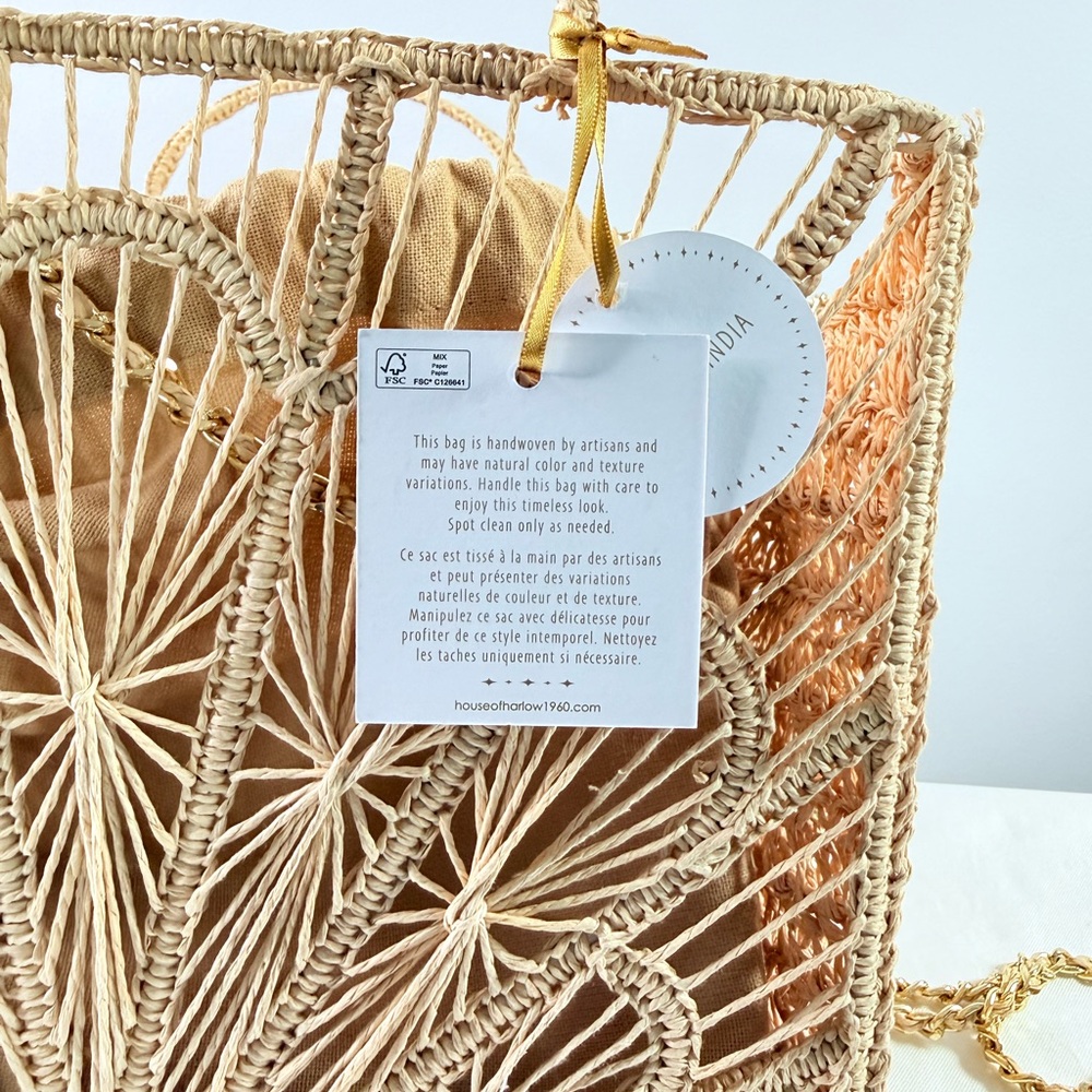 House of Harlow 1960 Beige Woven Crossbody Bag - Picture 8 of 9